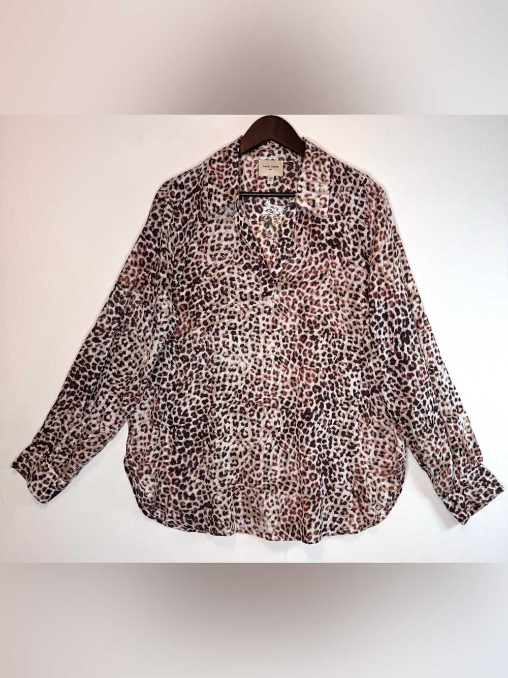 Haute Hippie Tribe NWOT Harper Cheetah Print Blouse tunic top size XL popover
